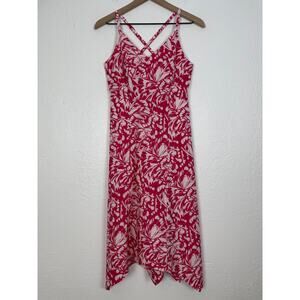 Krimson Klover Sleeveless Strappy Crossback Tropical Print Midi Dress Sz Small
